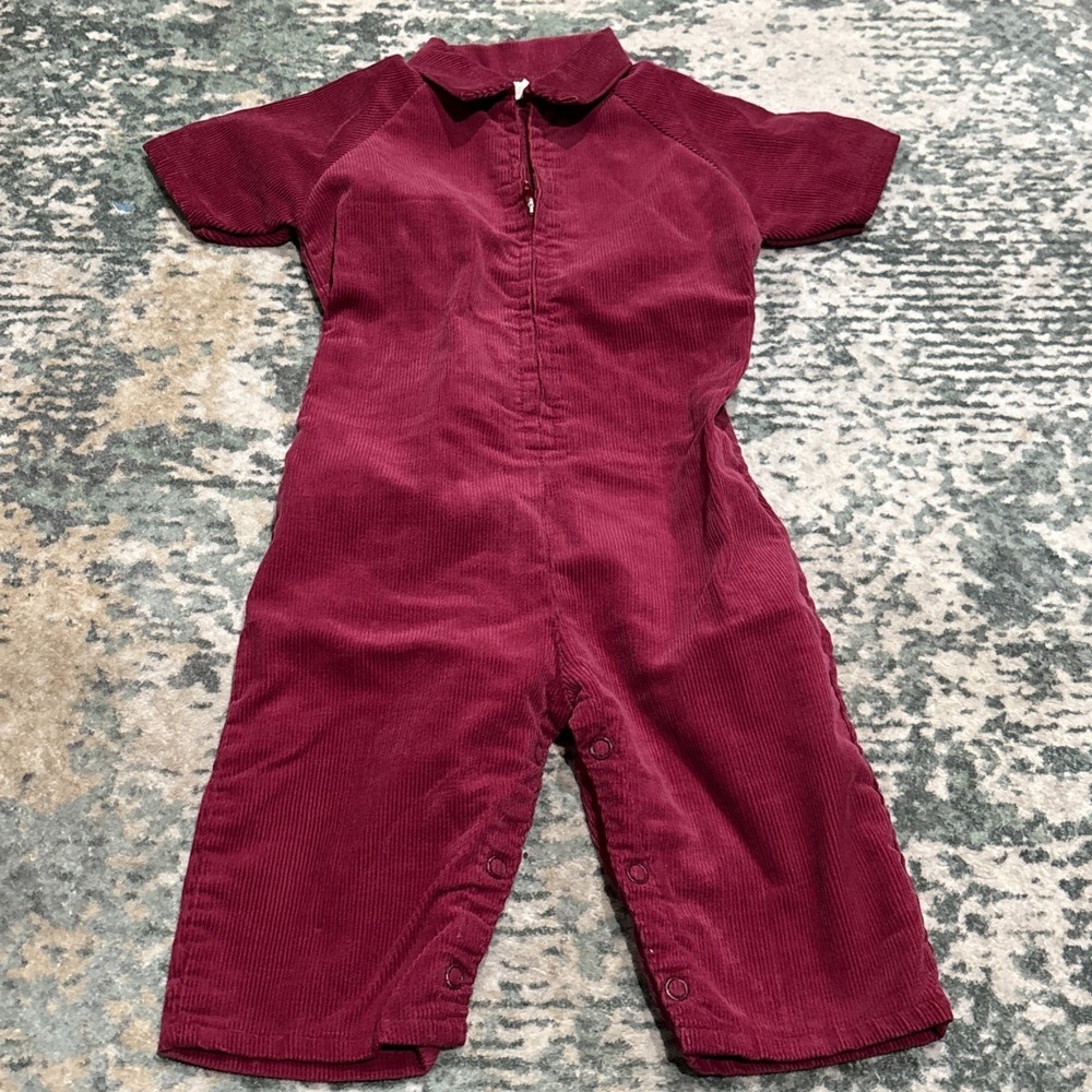 Vintage 70s Toddletime Perma Press Children's Romper Zip Up Size 1/2
